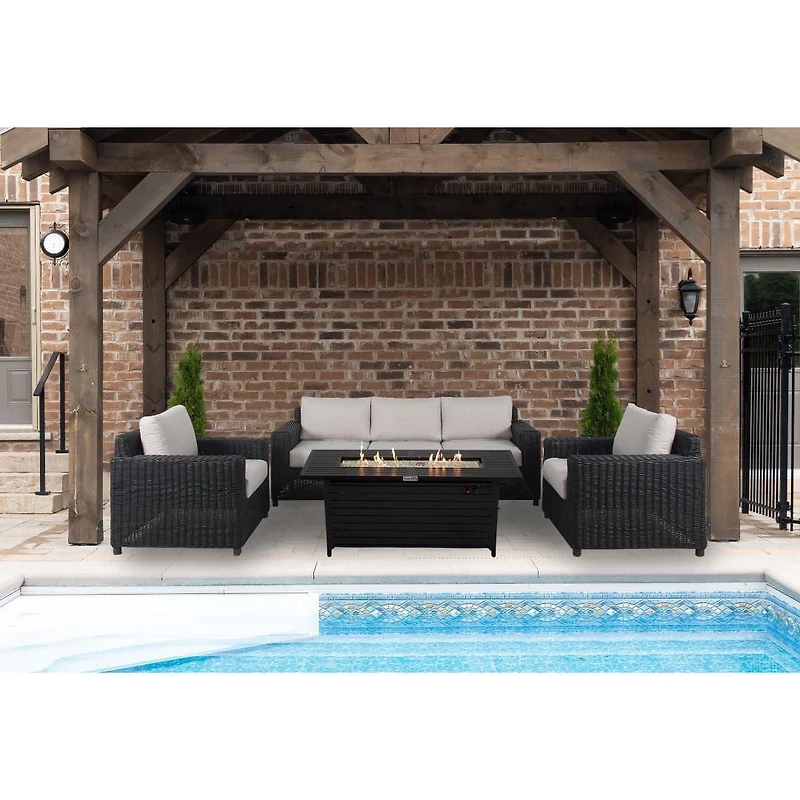 Deer Ridge 4-Piece Conversation Set with Rectangular Fire Table