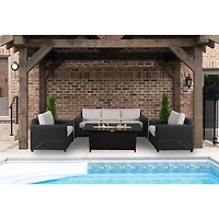 Deer Ridge 4-Piece Conversation Set with Rectangular Fire Table