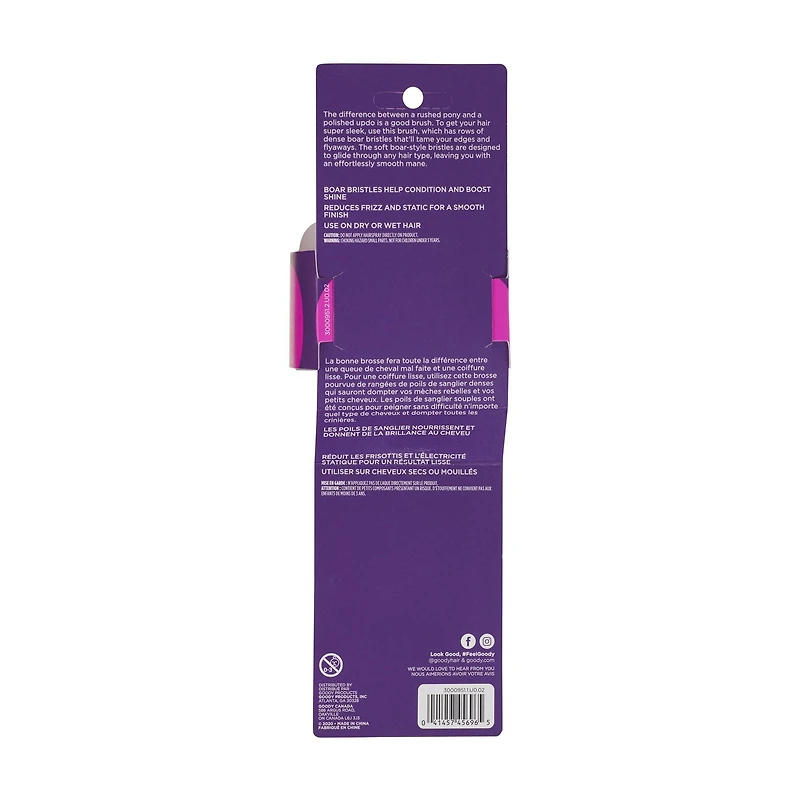 Goody Styling Essentials Smooth Blends Brosse à cheveux ronde en céramique de sanglier, 1 pièce