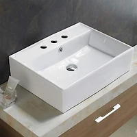 American Imaginations 23.23-in. W Above Counter White Bathroom Vessel Sink For 3H8-in. Center Drilling AI-28362
