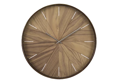 Monarch Specialties - Horloge, 20" Rond, Horloge Murale, Visage Marron Clair, Cadre Brun, Contemporain, Moderne