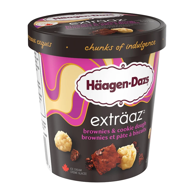 Crème glacée HÄAGEN-DAZS EXTRÄAZ Brownies et pâte à biscuits, 450 ml