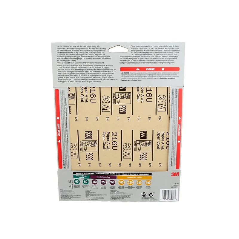 3M™ SandBlaster™ Advanced Sanding Sanding Sheets 20000-G-4, with NO-SLIP GRIP, Assorted Grit