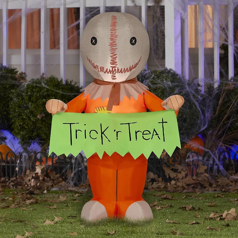 Sam gonflable d'Halloween avec bannière « Trick 'r Treat »