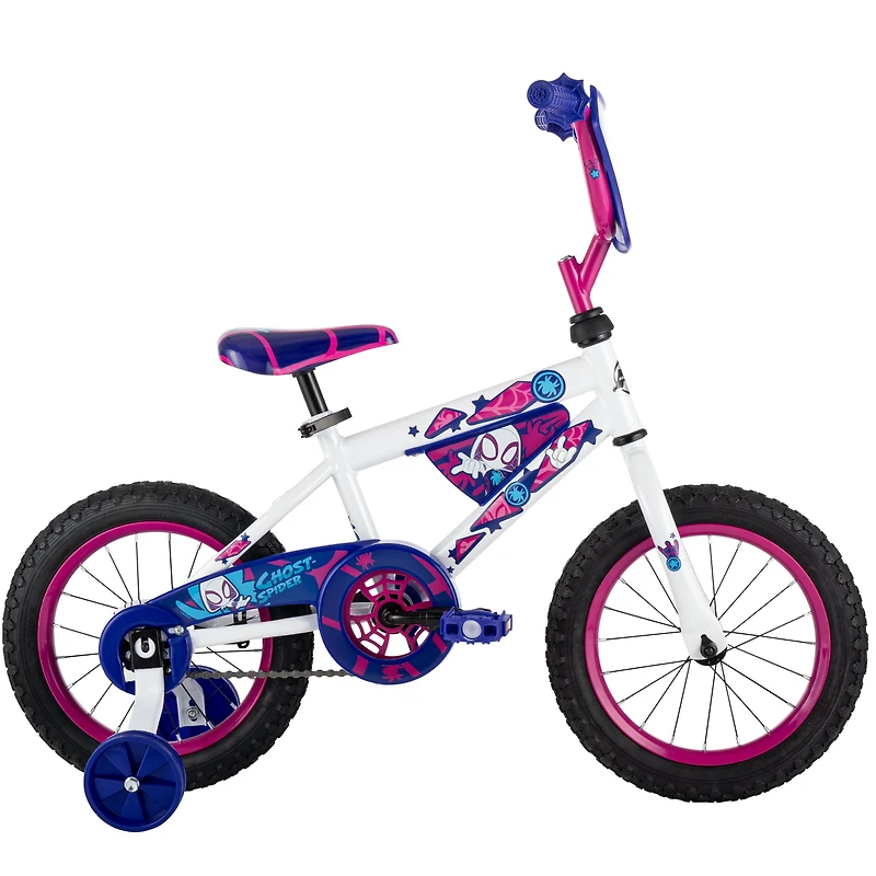 Spidey et ses amis extraordinaires de Huffy 14 pouces, vélo pour filles avec Ghost, Blanc / Rose
