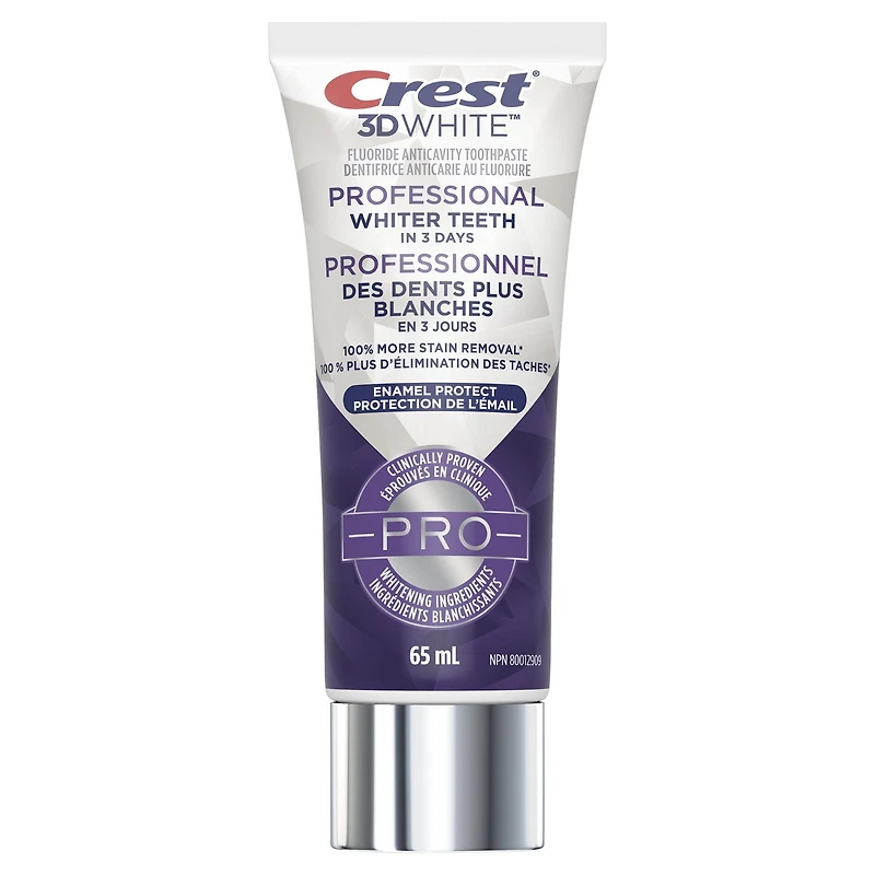 Crest 3D White Professional Enamel Protect Toothpaste, 65mL