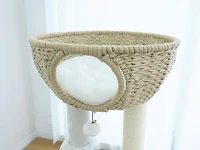 Home4Cat 48" Cat Tree with Two Handwoven Basket Bed, Hammock, Sisal Scratching Posts, Beige & Cream