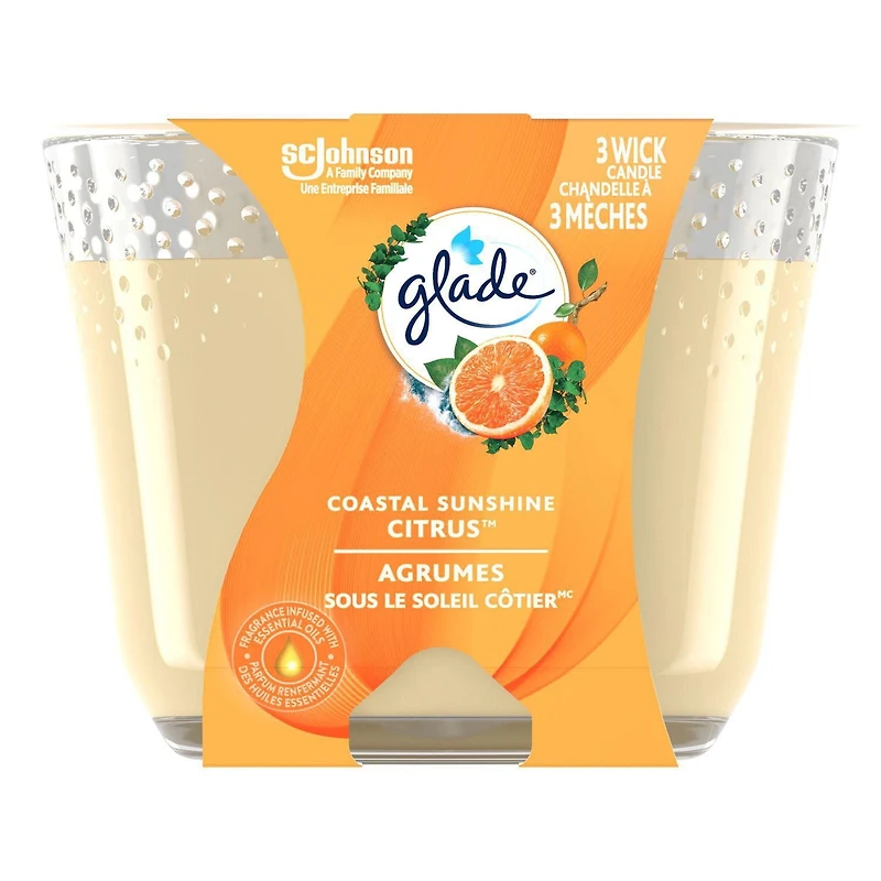 Glade® Scented 3-Wick Candle Air Freshener, Coastal Sunshine Citrus
