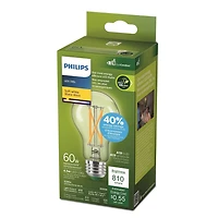 Philips Ultra Efficient LED Bulb 60W A19 1PK Soft White Clear Dimmable Medium Base, Philips UE LED 60W A19