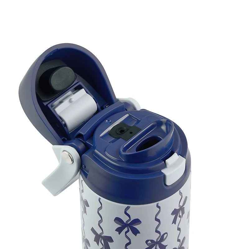 Bouteille d'eau TAL 2 en 1 en acier inoxydable avec paille et couvercle à pression, 78 cl, nœuds bleus TAL 24OZ 2-EN-1 - Nœuds bleus