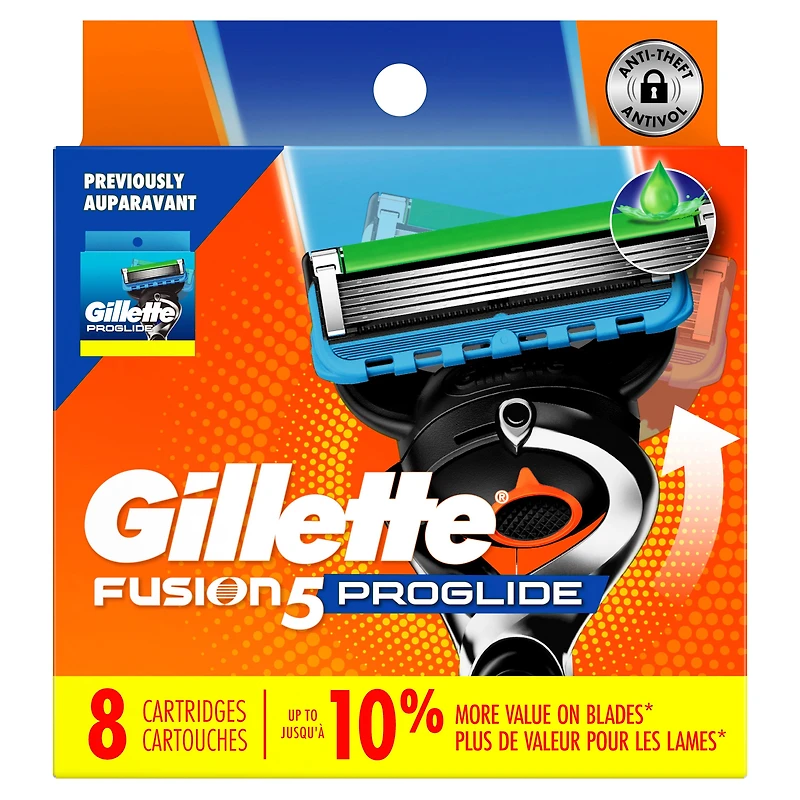 Cartouches de rechange de rasoir Gillette Fusion5 ProGlide pour hommes de rasoir pour manche de rasoir Flex-pivot, cartouches à 5 lames de rasoir, lame de précision pour hommes
