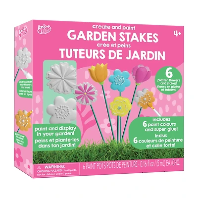 Anker Play! Create and Paint Garden Stakes - 6 Plaster Flower Stakes for Kids