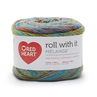 Red Heart® Roll with it melange™ #4 Worsted (Medium) Acrylique Fil, 5.29oz/150g 389 Yards Red Heart Roll with it melange fil
