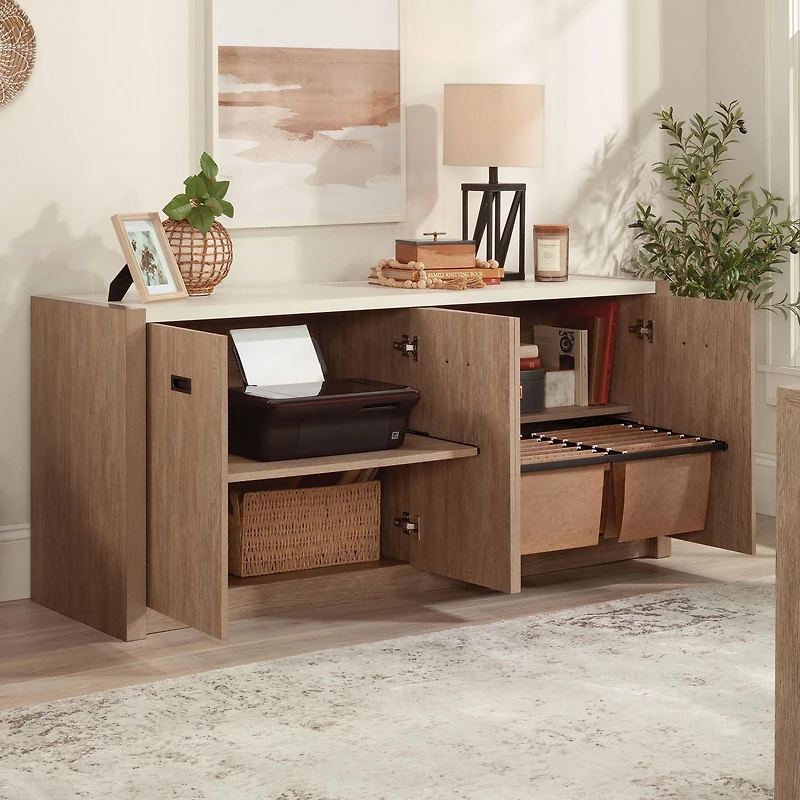 Sauder Dixon City Credenza, Brushed Oak, 432894