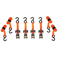 10' 3000 lb Padded D-Handle Heavy Duty Ratchet Tie Down 4 Pk Orange, pack of 4
