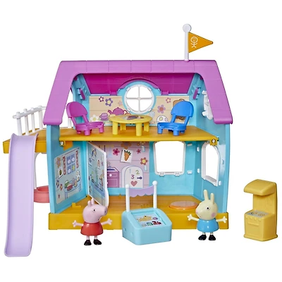 Peppa Pig Peppa et sa maison d'amis réservée aux enfants, jouet préscolaire, sons, inclut 2 figurines, 7 accessoires, à partir de 3 ans