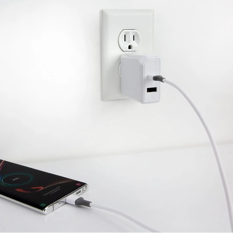 Scosche CA4WG-SP Strikeline USB-A to USB-C Charge & Sync Cable 4-ft. White/Gray, 4ft Cable for USB-C Devices