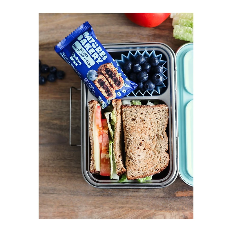 Barre aux myrtilles et aux figues Nature's Bakery, cuite au four, grains entiers, à base de plantes, sans produits laitiers, sans noix, projet sans OGM vérifié, faite avec de vrais fruits Nature's Bakery Barre de figue aux bleuets