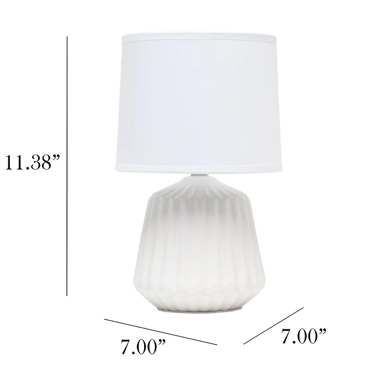 Simple Designs Petite Off White Pleated Base Table Lamp