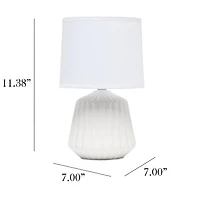 Simple Designs Petite Off White Pleated Base Table Lamp