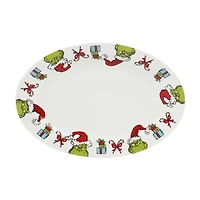 Plateau En Céramique Oblong De 14 Po Du Grinch Avec Bordure De Cadeaux Et De Canne En Sucre VENDOR LICENSE PLATEAU OVALE GRINCH