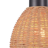 Briar 1-Light Matte Black Plug-In or Hardwire Wall Sconce with Rattan Shade, 91004447