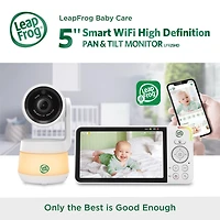 LeapFrog LF925-2HD, Moniteur de bébé Wi-Fi 1080p panoramique à 360 degrés et inclinaison à 2 camér affichage haute définition 720p de 5 po, veilleuse, vision nocturne couleur, (Blanc)