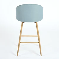 Lot de 4 tabourets de bar modernes Homy Casa, pivotants à 360°, siège rembourré confortable, tissu élégant et pieds en chêne, bleu