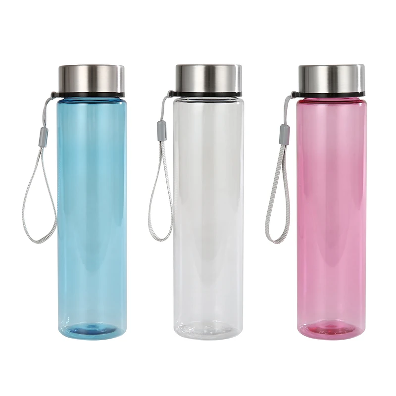 Bouteille d'eau Mainstays 532 ml (18 oz) en plastique bleu avec bouchon à vis en acier inoxydable et sangle