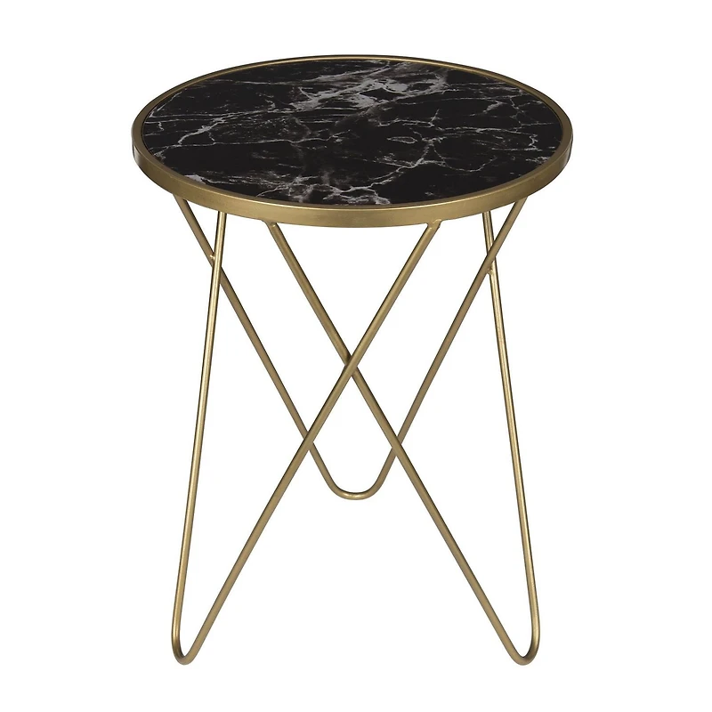 hometrends Marble Accent Side Table with Glass Top