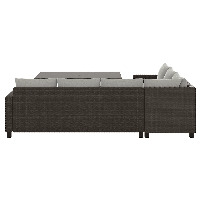 Better Homes & Gardens Brookbury 4-Piece Steel Outdoor Sectional Dining Set with Cushions & Covers, Tan