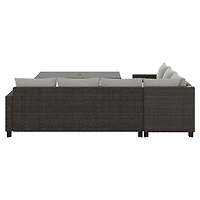 Better Homes & Gardens Brookbury 4-Piece Steel Outdoor Sectional Dining Set with Cushions & Covers, Tan