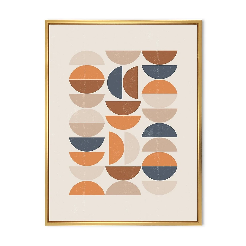 Designart Abstract Sun and Moon S In Blue and Orange FLOAT FRAME WALL ART