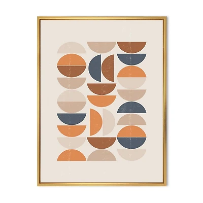 Designart Soleil abstrait et lune S en bleu et orange ART MURAL À CADRE FLOTTÉ