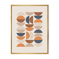 Designart Abstract Sun and Moon S In Blue and Orange FLOAT FRAME WALL ART