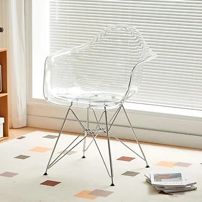Heavenly Collection Clear & Chrome Bucket Chair