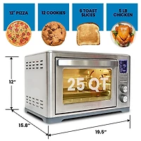 Four grille-pain à friteuse à air numérique Kenmore 11 en 1, préchauffage rapide avec four à friteuse à air à minuterie automatique, acier inoxydable Cool-touch de 1 700 W.