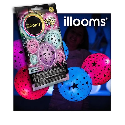Illooms Mixed Stars 5 Pack Latex Balloons, Mixed Stars Balloons 5 Pack