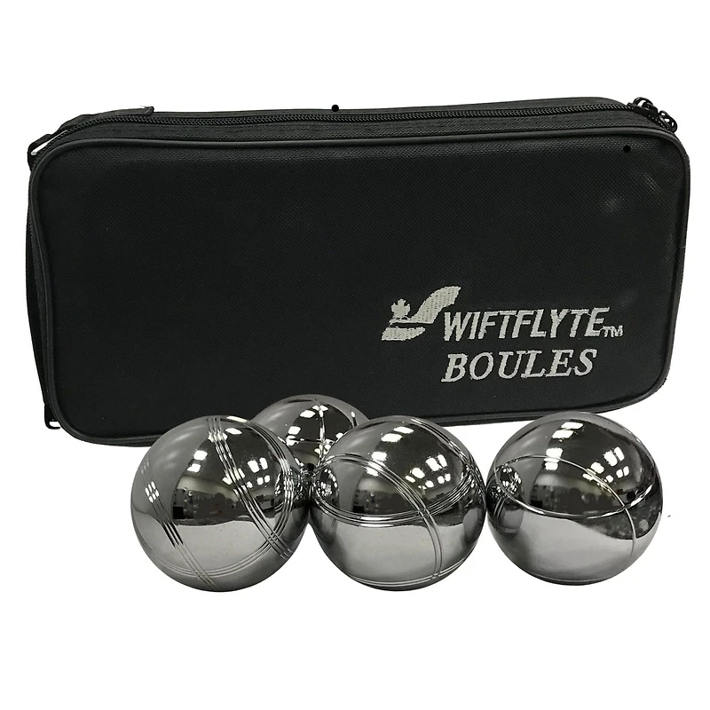 Swiftflyte Advanced Steel Pétanque Set, Chrome-Plated Steel Boules Lawn Game with Jack and Nylon Carry Case