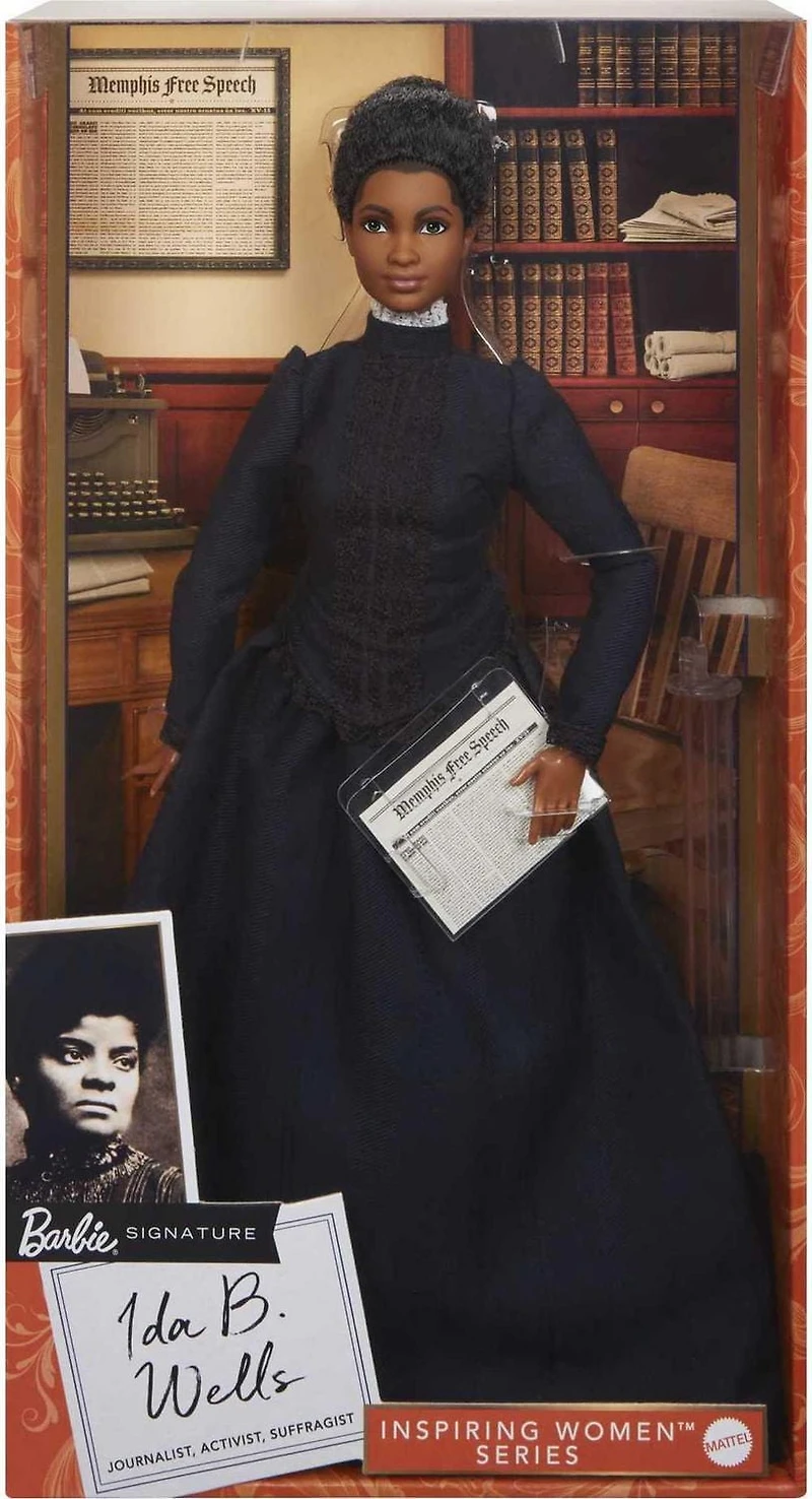 Poupée Ida B. Wells Femmes Inspirantes Barbie avec journal