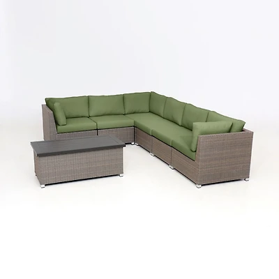 Chambers Bay Collection 7-Piece Aluminum Patio Conversation Set with Green Cushions
