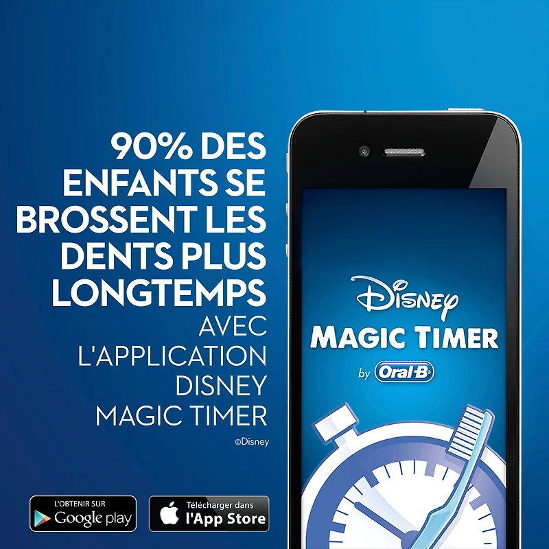Brosse à dents électrique pour enfants Oral-B, mettant en vedette les personnages de La Reine des neiges 2 de Disney, enfants de 3 ans et plus 1 unité