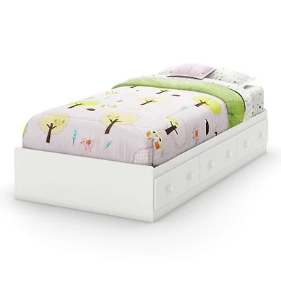 Lit rangement simple (39'') 3 tiroirs Savannah, Blanc solide de Meubles South Shore