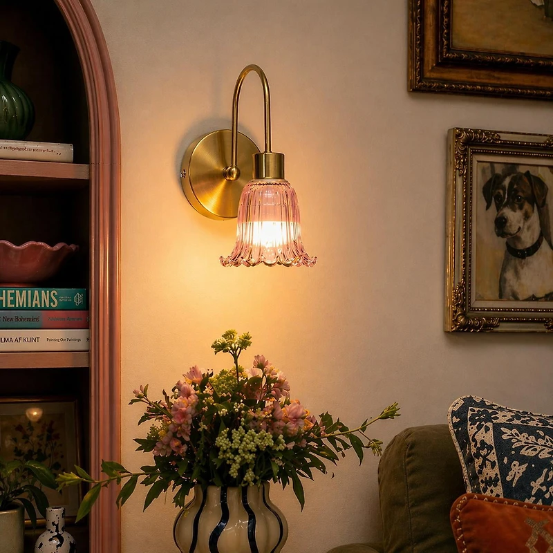 Beautiful Pink Flower Petal LED Rechargeable Wall Sconce by Drew Barrymore