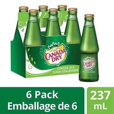 Canada Dry Ginger Ale 237 mL Glass Bottles, 6 Pack, 237 mL