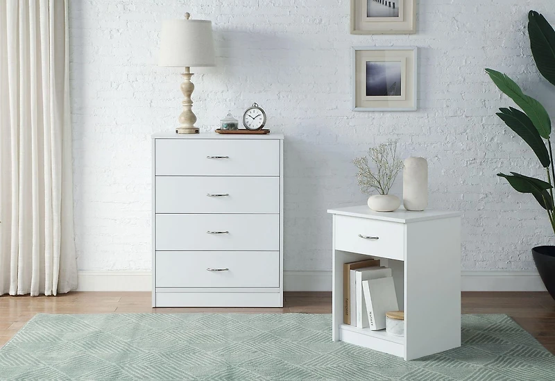 Mainstays Single Drawer Nightstand, White