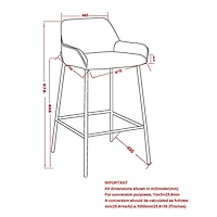 Contemporary Faux Leather & Metal 26" Counter Stool, PU, Set of 2 - Saddle & Black