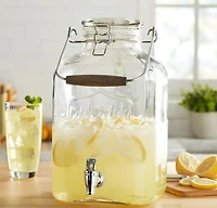 Home Trends Glass 2-Gallon Beverage Dispenser with Glass Clamp Lid, Glass beverage dispenser