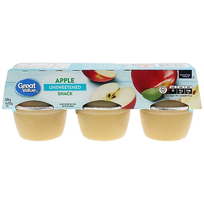 Great Value Unsweetened Apple Snack, 6 x 113 g