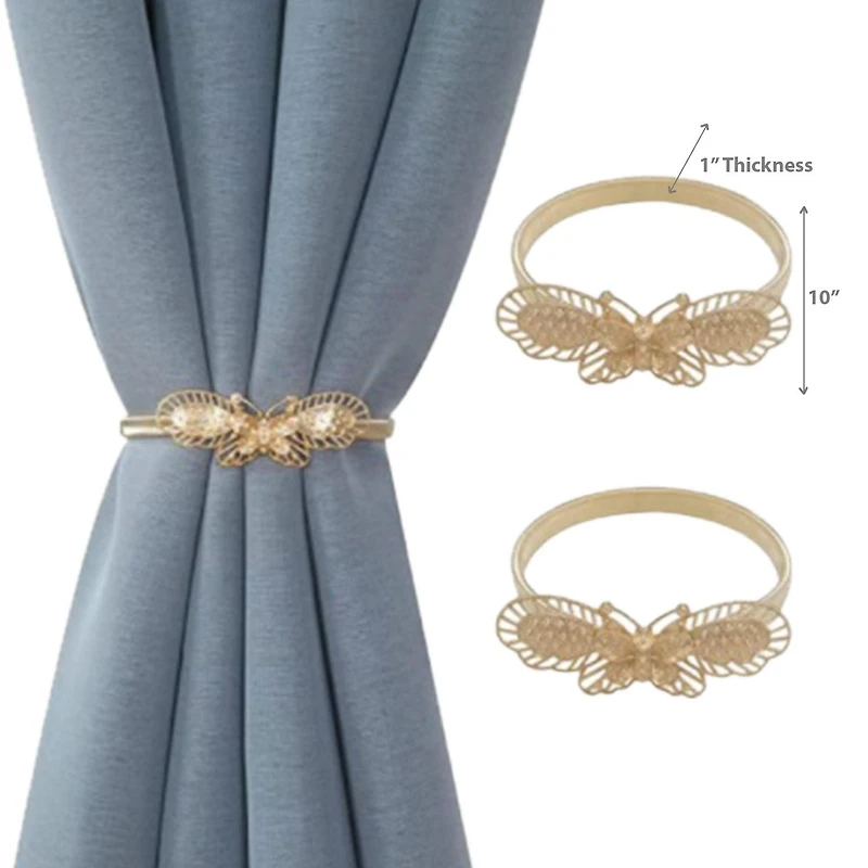 IH Casa Decor Set De 2 Rideaux Tiebacks Butterfly Rose Gold